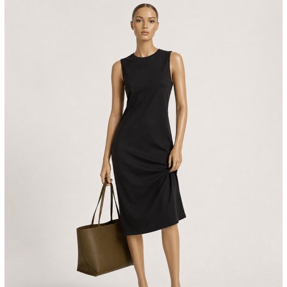 Everlane Black Cotton Knit Crew Neck Sleeveless Knee Length Dress XS
